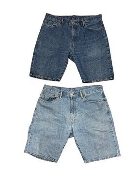 Levi's 505 Mens Denim Shorts Lot of 2 Light & Dark Wash W36 Relaxed Fit Cotton B